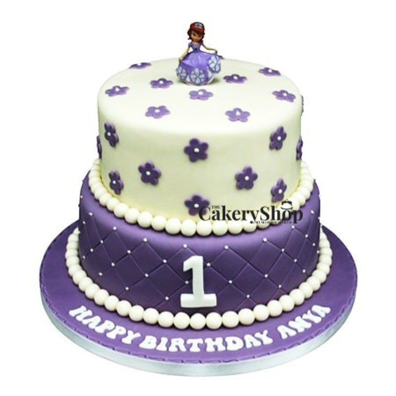Shop for Fresh 1st Birthday 3 Tier Flower Fondant Cake online - Ambala