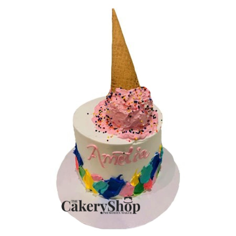 Melting Ice Cream Cone Cake - Chelsweets