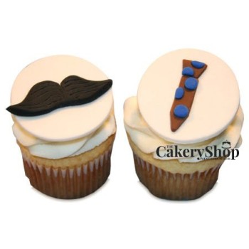 Moustache N Tie Fondant Cupcakes