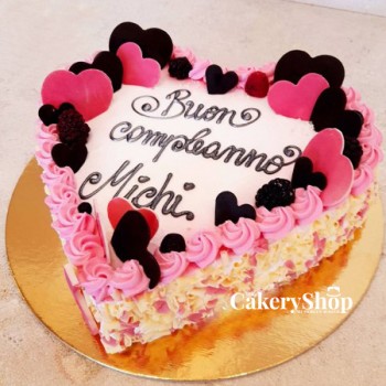 Pink Black Heart Cake
